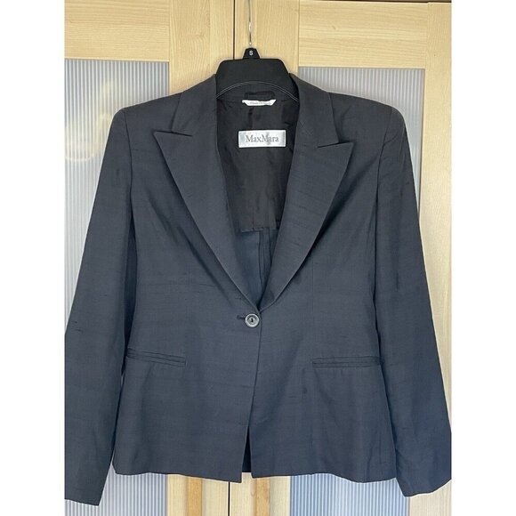 MAX MARA Womens Blazer Size 6 Black Lined Short Classic Jacket Career Designer - Picture 1 of 6